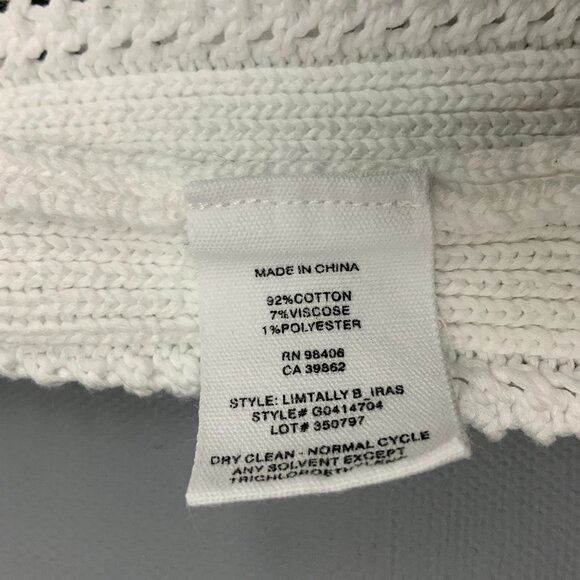 Theory White Open Knit Crochet Tunic Top Cover Up Cotton Blend Sz M - Picture 14 of 16